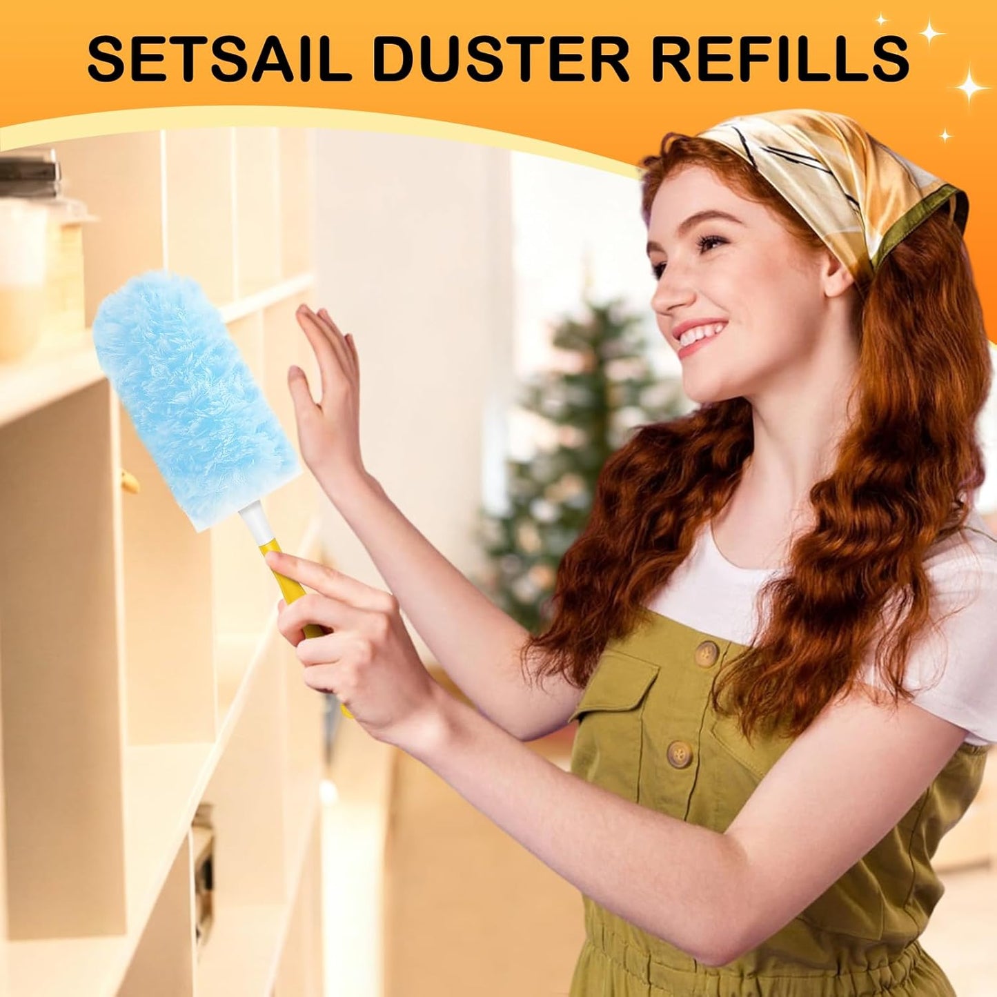 SetSail 25 Count Duster Refills Compatible with Swiffer Dusters for Cleaning Disposable Duster Refill Multi Surface 360° Duster Cleaner Kit for Ceiling Fan, Blind, Furniture