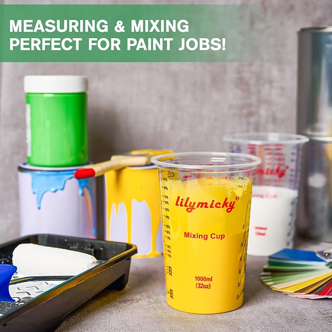50 PACK Plastic Measuring Cups, 32 oz Disposable Mixing Cups, Measurement - Image 5