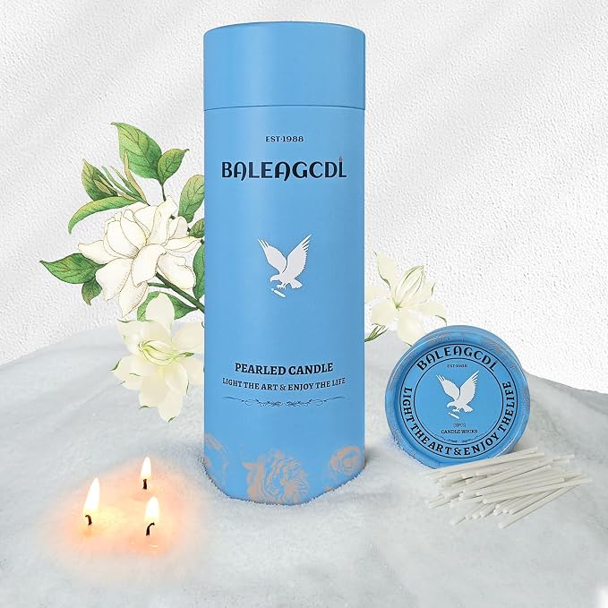 White Pearled Candle 18oz Luxury Sand Candle Granulated Wax by ZECHKAVAA