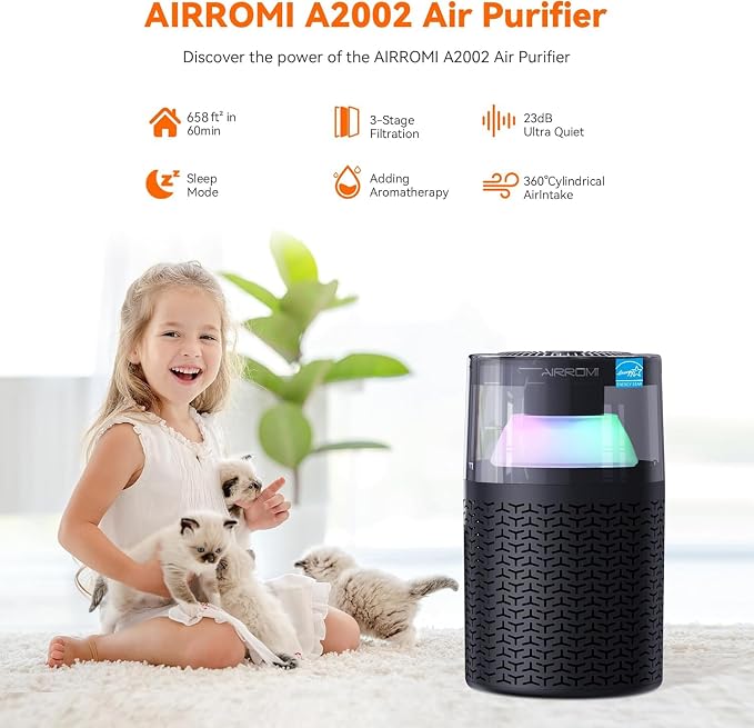 AIRROMI Air Purifiers for Bedroom Home, Activated Carbon Filter Cleaner - Image 2