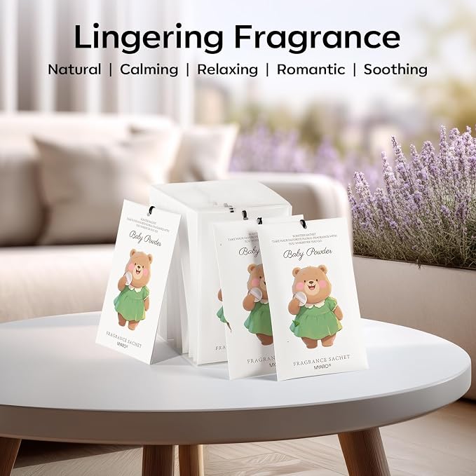 MYARO 12 Packs Baby Powder Scent Sachets Room Air Freshener - Image 6