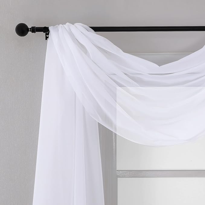 Chyhomenyc White Sheer Scarf Valances - Image 5