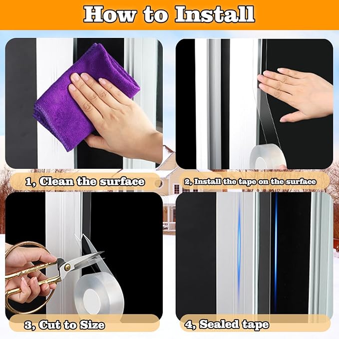 Transparent Window Weather Sealing Tape 2.76 Inch x 16.5 FT Weather Stripping - Image 5