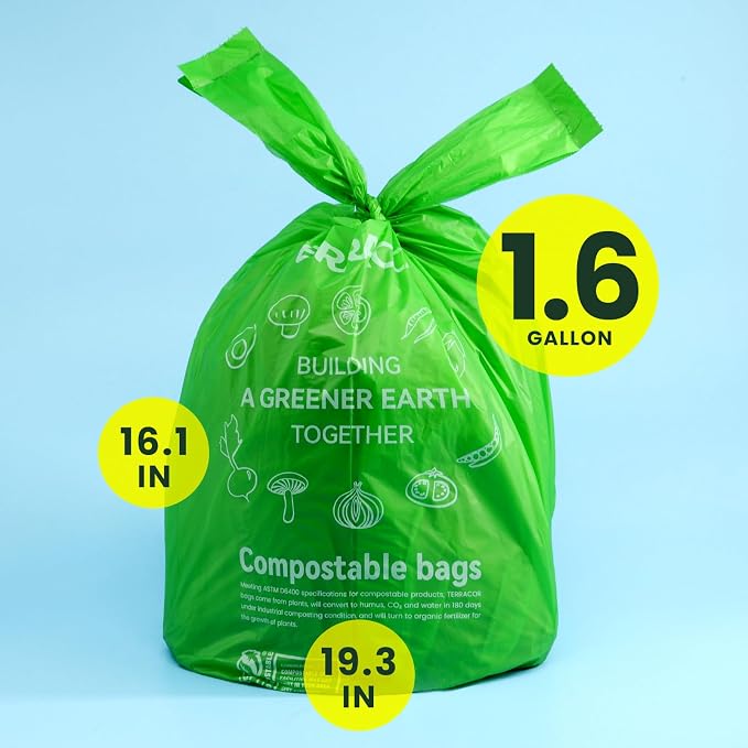 1.6 Gallon Compostable Food Scrap Bags Handle Tie - Image 3