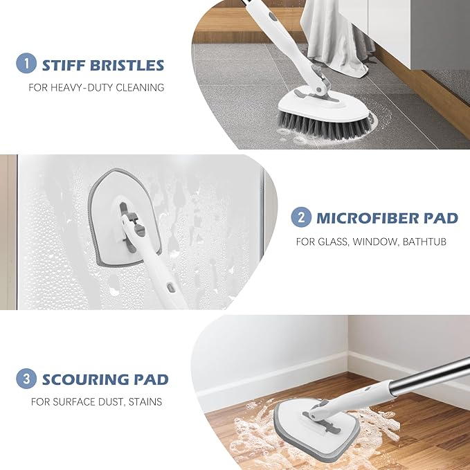 SetSail Floor Scrub Brush, 3-in-1 Tile Tub Floor Scrubber - Image 6