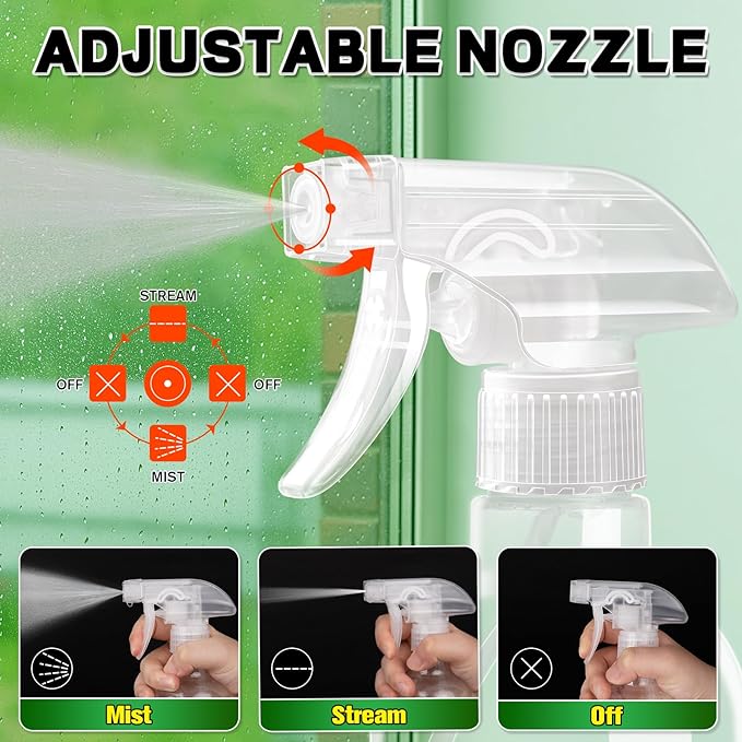 DIYSELF Spray-Nozzle-for-Bottles, Mist Stream Trigger Sprayer - Image 2