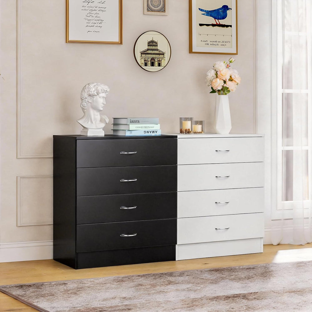 Karl home White 4 Drawer Dresser, Modern Small Chest of Drawers