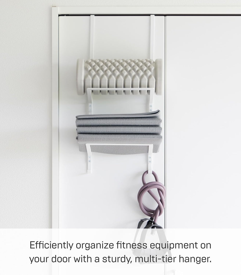YAMAZAKI Home Tower Over-The-Door Yoga Mat Storage Hanger - 3-Tier Organizer ...