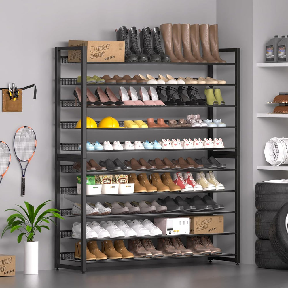 Metal Shoe Rack,Large 10 Tier Shoe Organizer, Heavy Duty Metal 5-Tier Stackab...