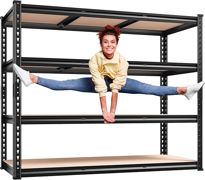 REIBII 48" W Garage Shelving Heavy Duty, 2000LBS Storage Shelves, 4 Tier by REIBII