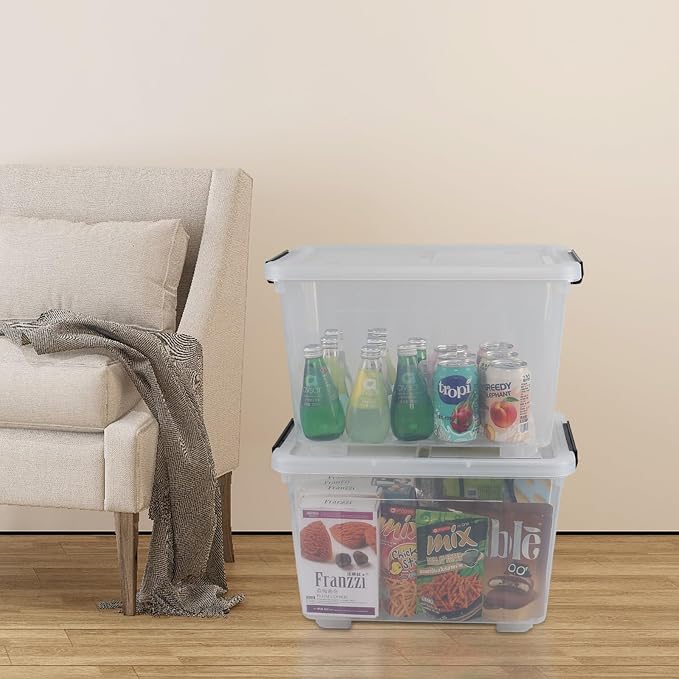 30 Quart Clear Plastic Latch Storage Bins - Image 4