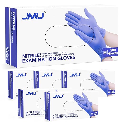 JMU Nitrile Gloves Case Medium, Gloves Disposable Latex Free Bulk, 3.5 Mil by JMU