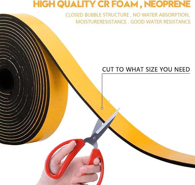 Neoprene Foam Weather Stripping, 2 Inch Wide X 3/8 Inch Thick, Door Jamb Seal - Image 4