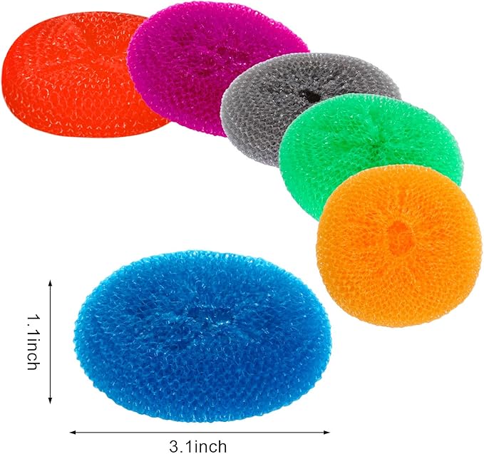Blulu Plastic Dish Scrubbers for Dishes Pot Round Nylon Pad, Mesh Scouring Non - Image 2