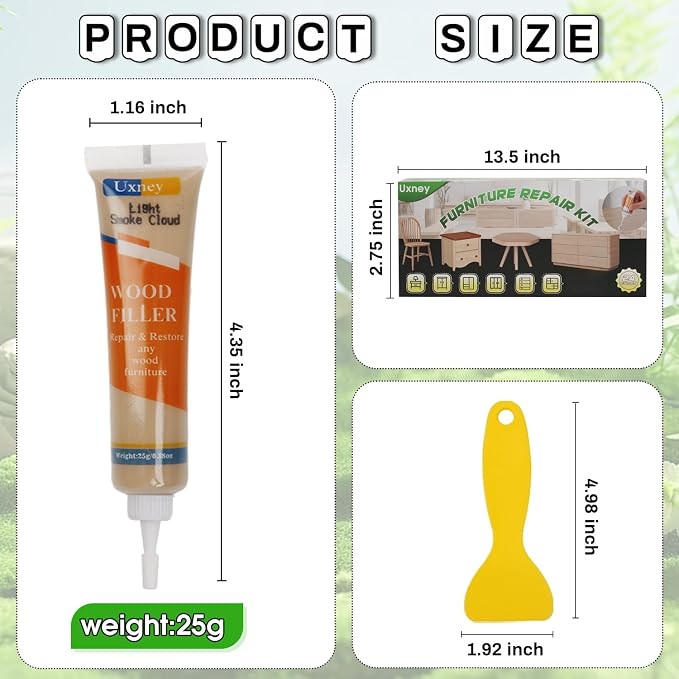Wood Furniture Repair Kit, 24 Colors Wood Fillers, Scratch Repair Covers & - Image 2