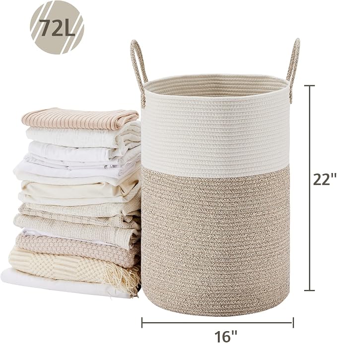 VIPOSCO Large Laundry Hamper, Tall Woven Rope Storage Basket - Image 5