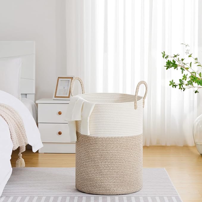 VIPOSCO Large Laundry Hamper, Tall Woven Rope Storage Basket - Image 4