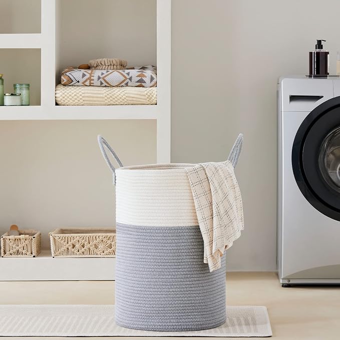 VIPOSCO Large Laundry Hamper, Tall Woven Rope Storage Basket - Image 7