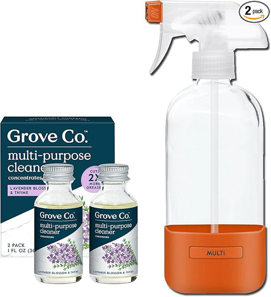 Grove Co. Multi-Purpose Cleaner, Refill Concentrate + Glass Spray Bottle by GroveCo