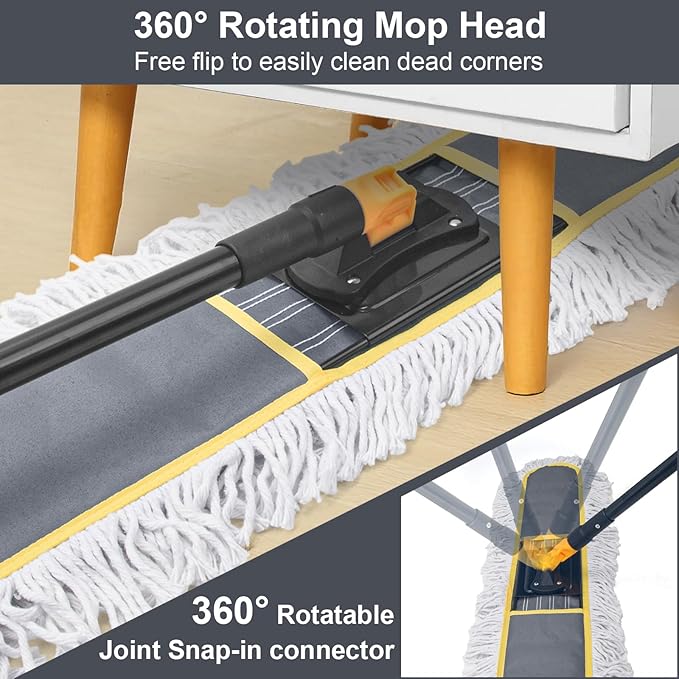 24" Commercial Dust Mop for Floor Cleaning, Heavy Duty Floor Duster Sweeper - Image 3