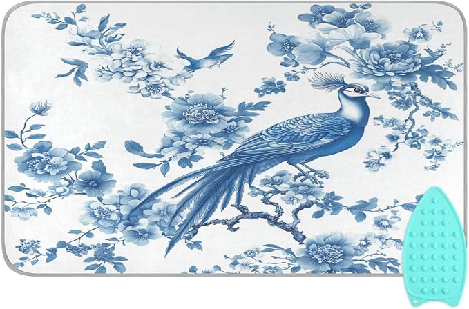 Chinoiserie Flower Peacock Ironing Mat Thickened Ironing Blanket Travel by QwThum