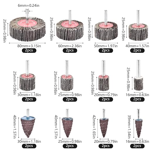 24Pcs Abrasive Flap Wheel Sander Set 80 Grit Sanding Flap Wheels Abrasive Flap - Image 2