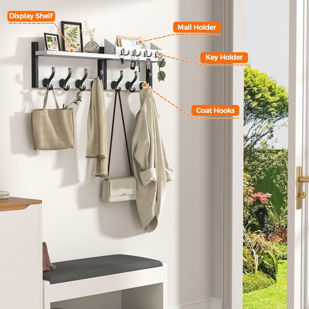 Evermagin 29" Coat Rack Wall Mount with Shelf for Entryway, White