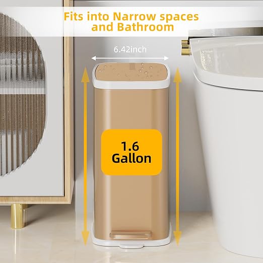 Champagne Gold Bathroom Trash Can - Image 2