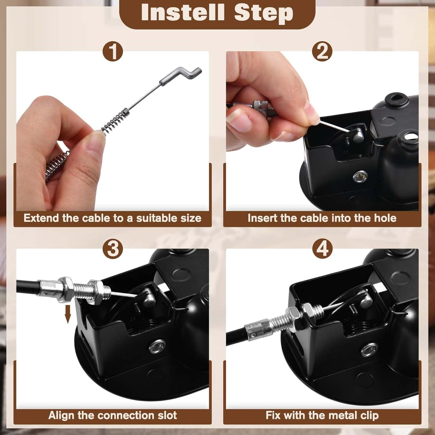 Metal Recliner Handle Replacement Parts with Cable Universal Recliner Sofa Chair Couch Release Lever Pull Handle Metal Couch Latch Release Pull Replacement Parts Fits Major Brands