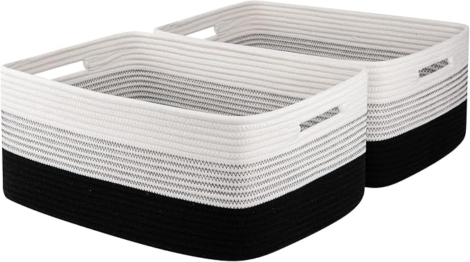 Large Storage Basket for Organizing, Woven Rope Basket for Shelves, Closet by OIASKET