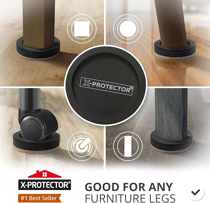 Felt Furniture Sliders for Hardwood Floors X-PROTECTOR 8 PCS 4 3/4” - Image 2