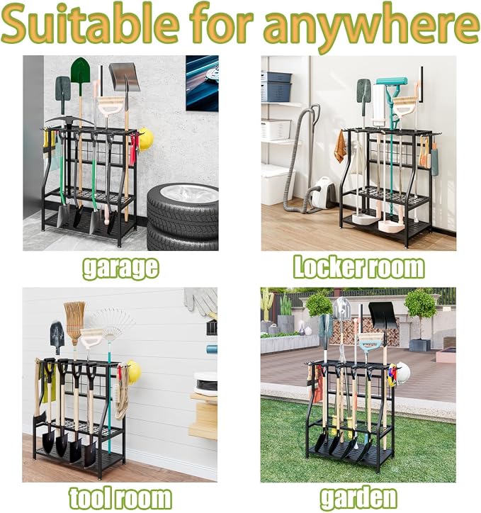 Garden Tool Organizer Holder Heavy Duty Steel Rack Up to 60 Long Handled Tools - Image 4