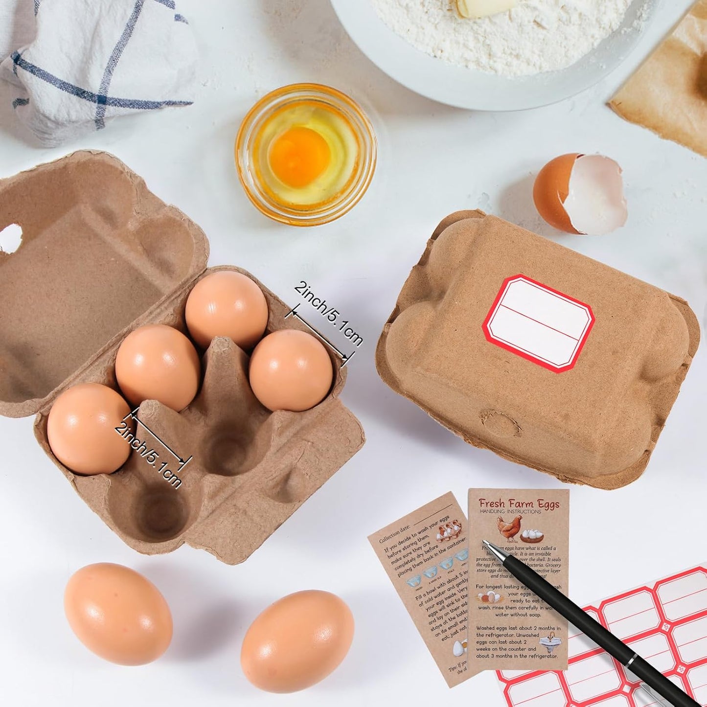 DecarDamai 40 Pack Half Dozen Egg Cartons Bulk 6 Count, Empty Natural Paper Pulp Egg Cartons Reusable, Strong Sturdy Design Made from Natural Cardboard.