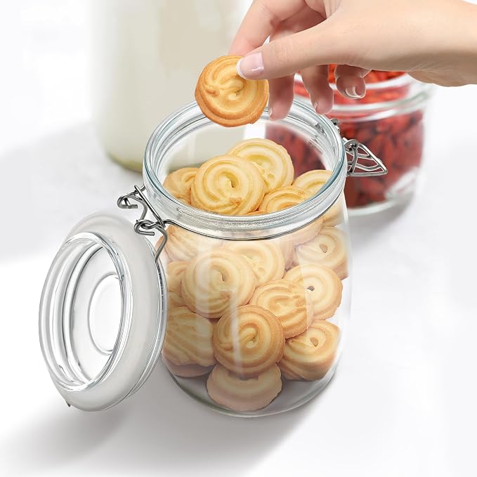 Glass Food Storage Jars with Airtight Lids 34 oz Round 4 Pack Kitchen Storage - Image 2