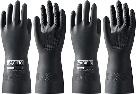 PACIFIC PPE 2 Pairs Chemical Resistant Gloves, Heavy Duty Industrial Rubber by PACIFICPPE