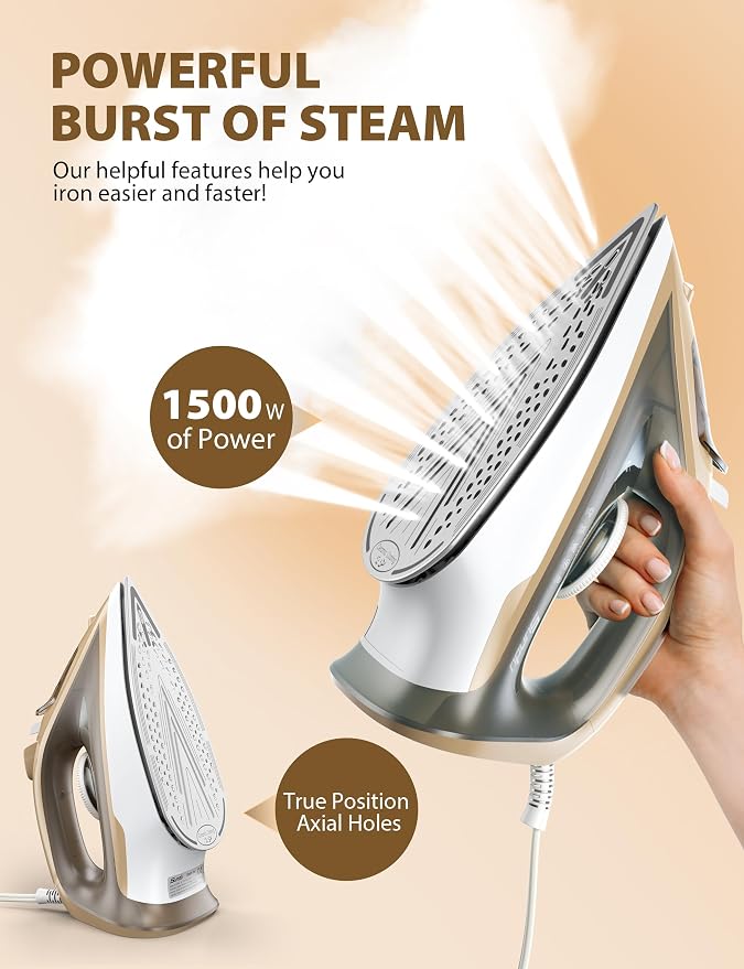 Steam Iron for Clothes Rapid Heating, 1500W Iron - Image 2