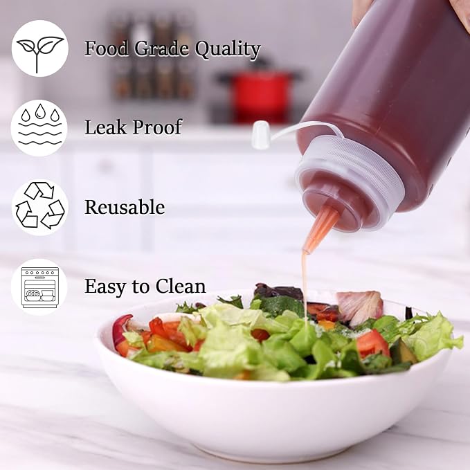 Condiment Squeeze Bottles Ketchup Dispenser, 4 Pack 32oz Squeeze Bottles - Image 4