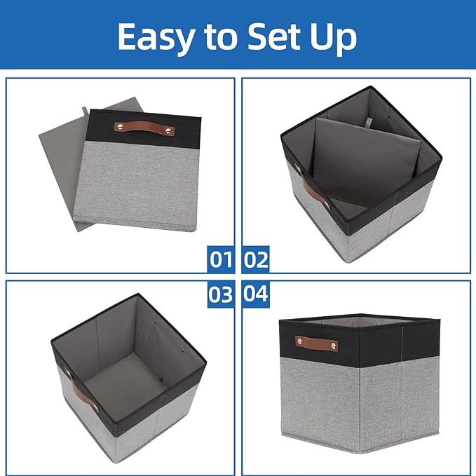 Temary Fabric Cube Storage Bins 12 Inch Decorative Storage Cubes Baskets 4 Pack - Image 7