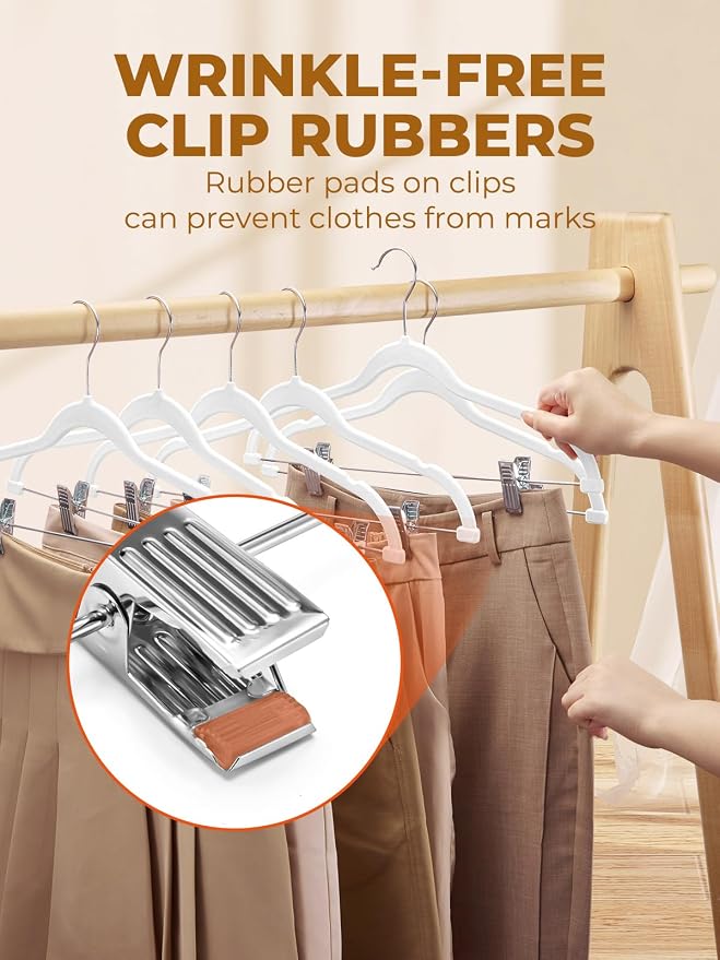 HOUSE DAY Velvet Skirt Hangers 24 Pack, Space Saving Slim Pant Hangers - Image 4