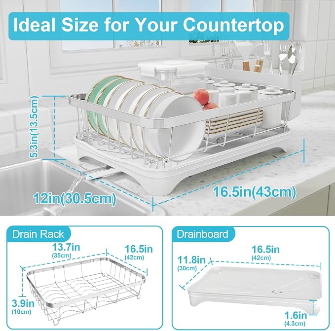Dish Drying Rack 304 Stainless Steel Dish Racks, Adjustable Spout Auto-Draining - Image 3