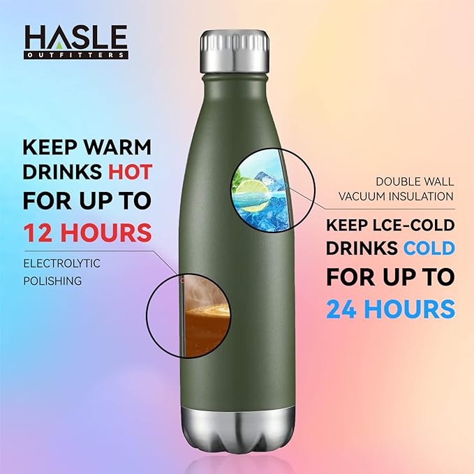 HASLE OUTFITTERS 17oz Stainless Steel Water Bottles Bulk, Vacuum Insulated - Image 4