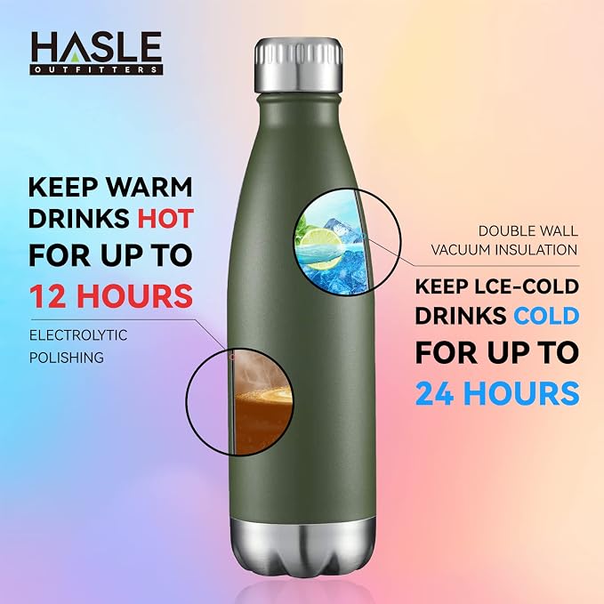 HASLE OUTFITTERS 17oz Stainless Steel Water Bottles Bulk, Vacuum Insulated - Image 4