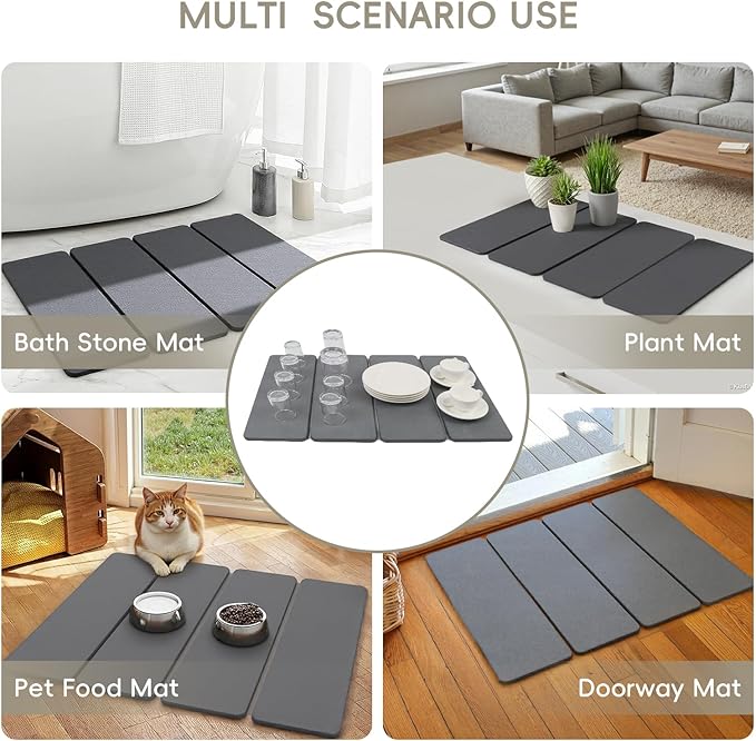 Small Stone Dish Drying Mat for Kitchen Counter, HQAUT 16"×12" Collapsible - Image 7
