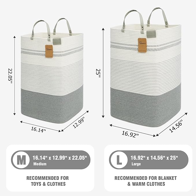danpinera 100L Nursery Hamper, Tall Woven Laundry Basket - Image 4