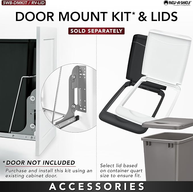 Rev-A-Shelf Pullout Trash Can for Kitchen Cabinets 35 Qt Garbage Waste - Image 6