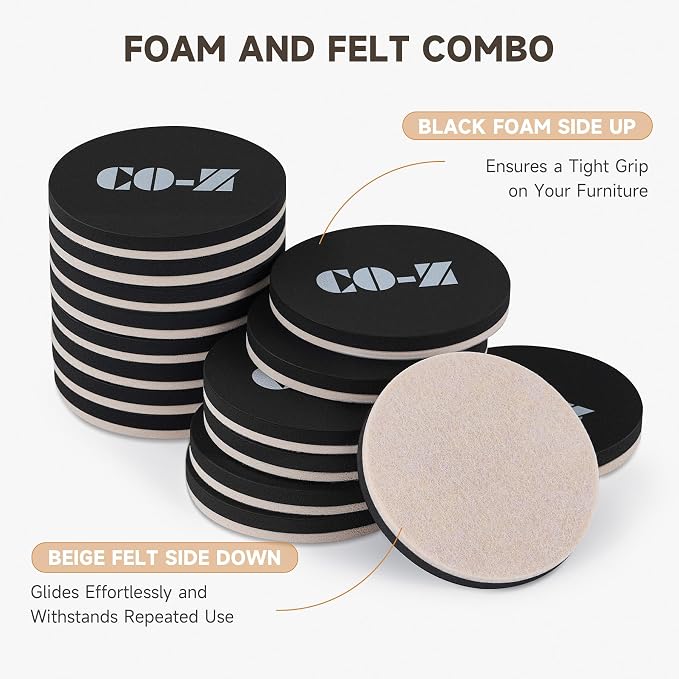 CO-Z 16pcs Felt Furniture Sliders - Image 4