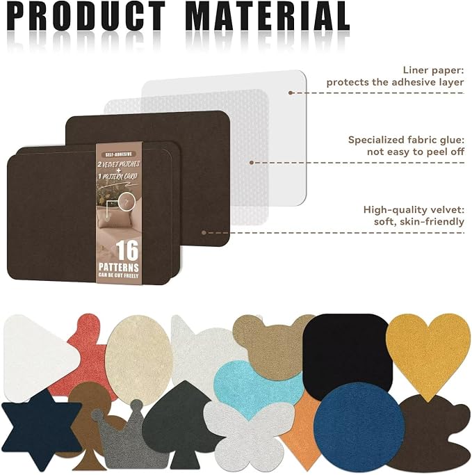 Azobur Fabric Couch Repair Patch 8.3 x 11 inches, Self-Adhesive Fabric Repair - Image 4