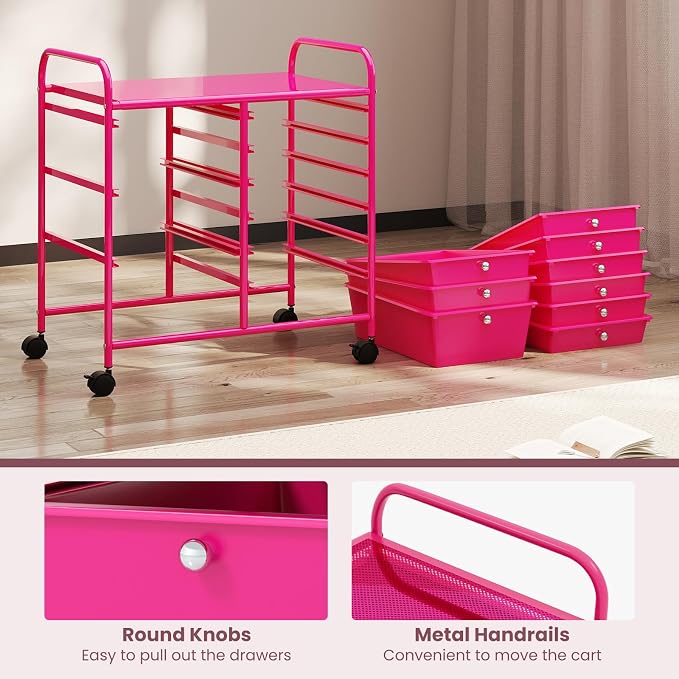 GOFLAME 9-Drawer Rolling Storage Cart, Mobile Utility Cart