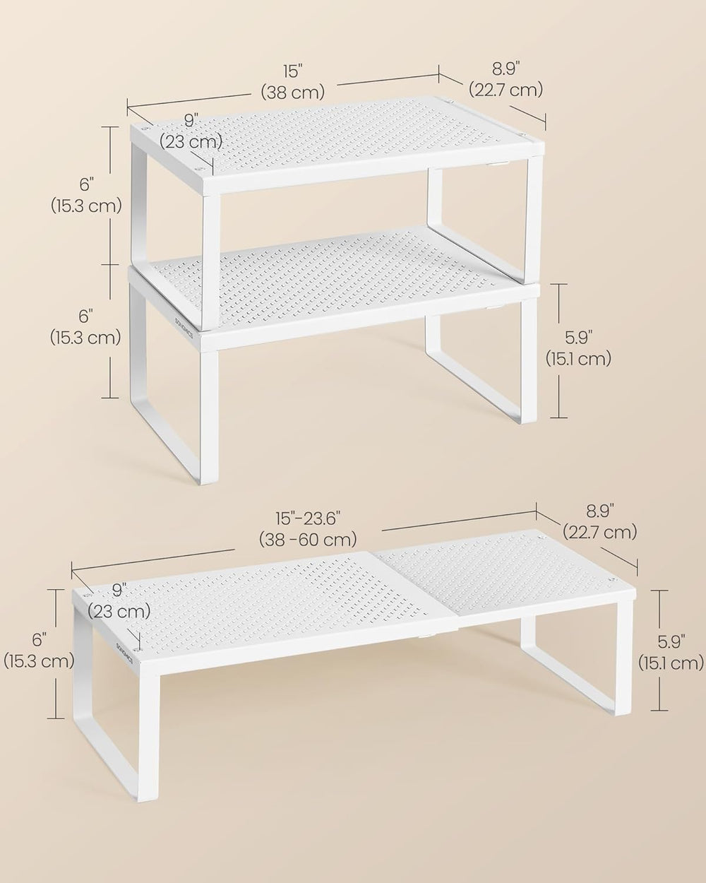 SONGMICS Spice Rack, Expandable Kitchen Countertop Shelf, Steel