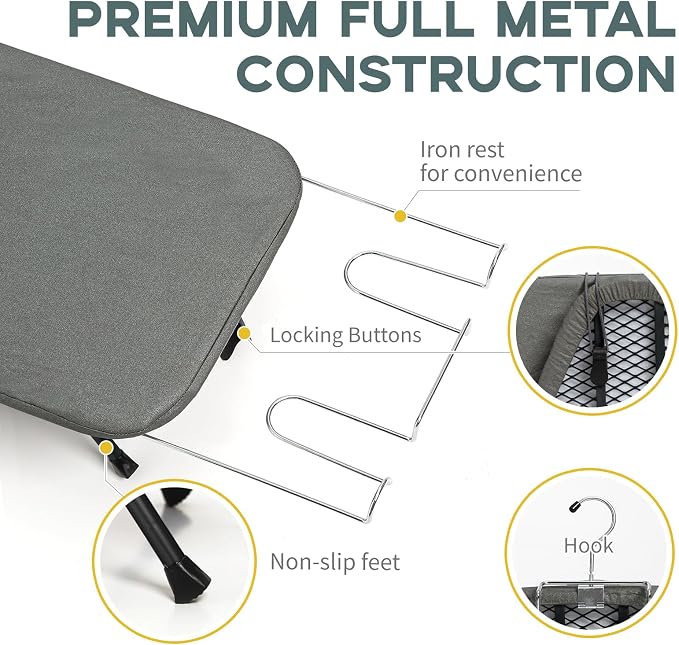 Small Ironing Board Tabletop, RAINHOL Compact Portable Iron Board Foldable - Image 3